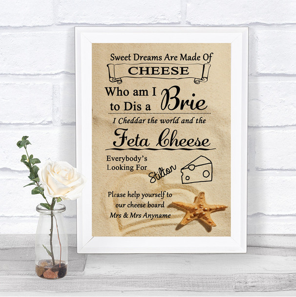 Sandy Beach Cheese Board Song Personalized Wedding Sign