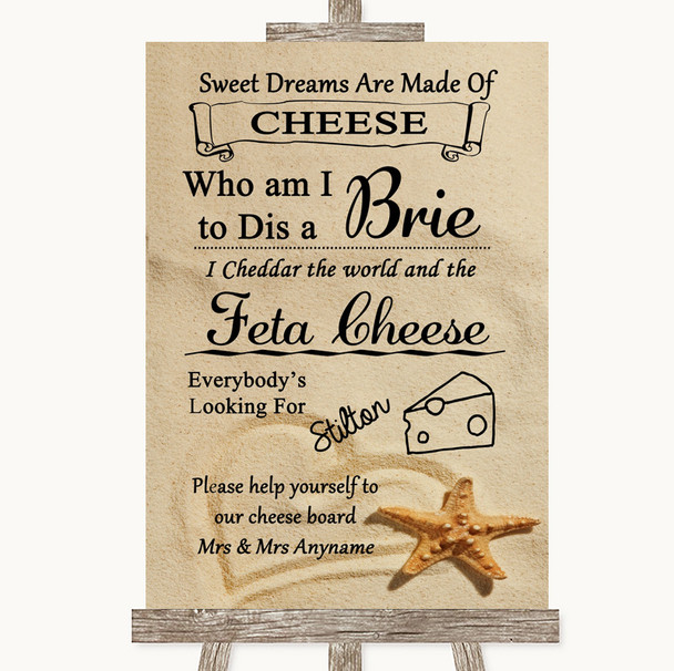 Sandy Beach Cheese Board Song Personalized Wedding Sign