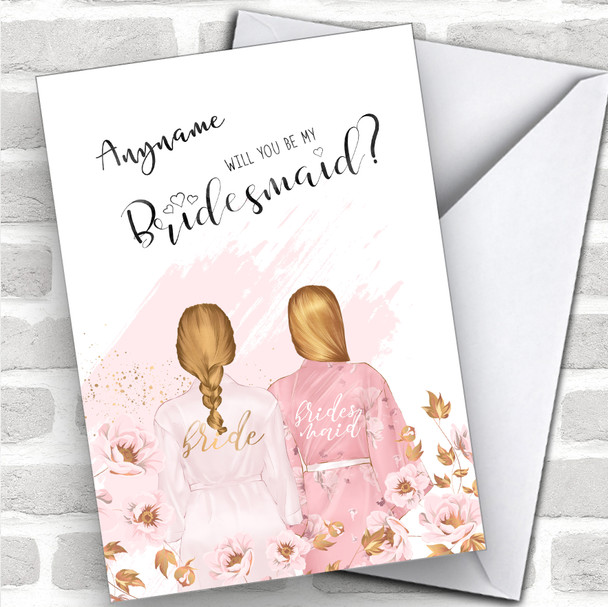 Blond Plaited Hair Blond Swept Hair Will You Be My Bridesmaid Personalized Wedding Greetings Card