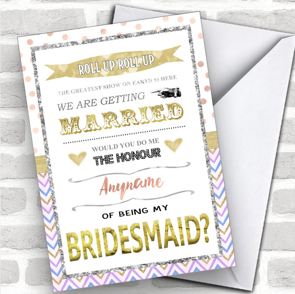 Circus Carnival Will You Be My Bridesmaid Personalized Wedding Greetings Card