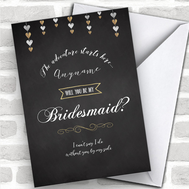 Chalk Stars Will You Be My Bridesmaid Personalized Wedding Greetings Card