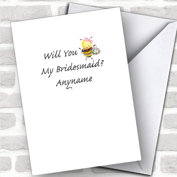 Bumble Bee Will You Be My Bridesmaid Personalized Wedding Greetings Card