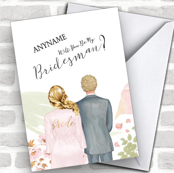 Blond Half Up Hair Curly Blond Hair Will You Be My Bridesman Personalized Wedding Greetings Card