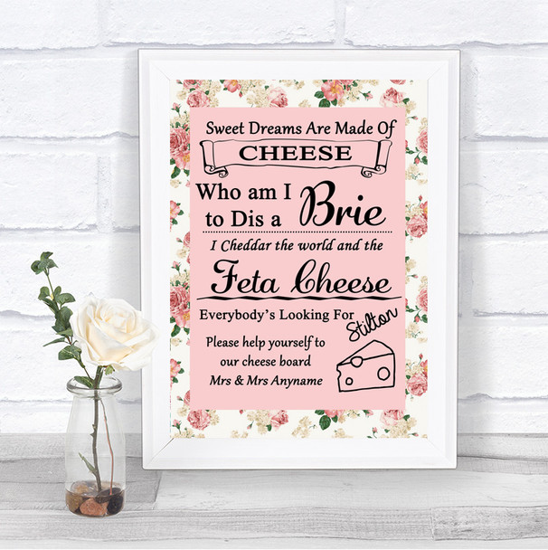 Vintage Roses Cheese Board Song Personalized Wedding Sign