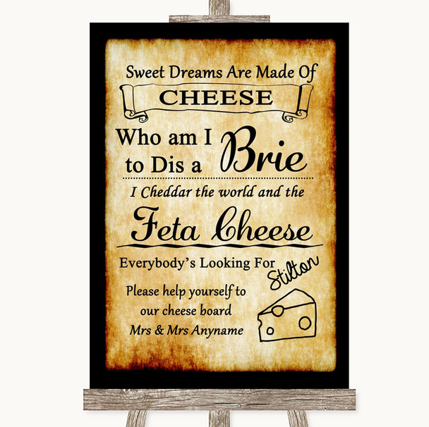 Western Cheese Board Song Personalized Wedding Sign