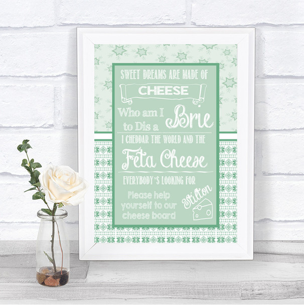Winter Green Cheese Board Song Personalized Wedding Sign