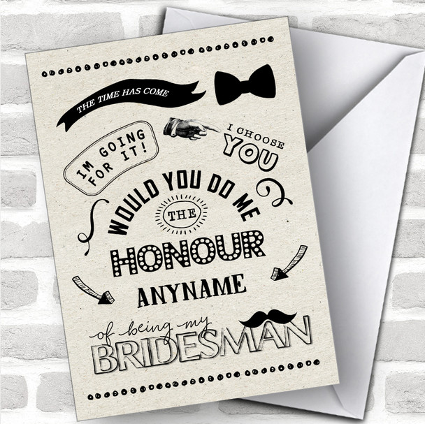 Rustic Will You Be My Bridesman Personalized Wedding Greetings Card