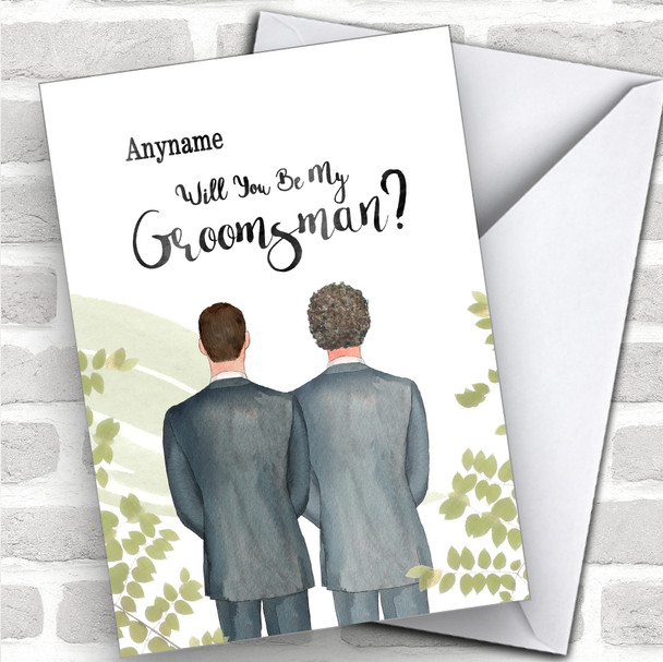 Brown Hair Curly Brown Hair Will You Be My Groomsman Personalized Wedding Greetings Card