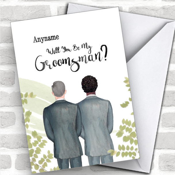 Grey Hair Curly Black Hair Will You Be My Groomsman Personalized Wedding Greetings Card
