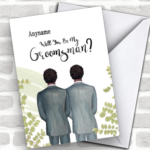 Curly Black Hair Curly Black Hair Will You Be My Groomsman Personalized Wedding Greetings Card