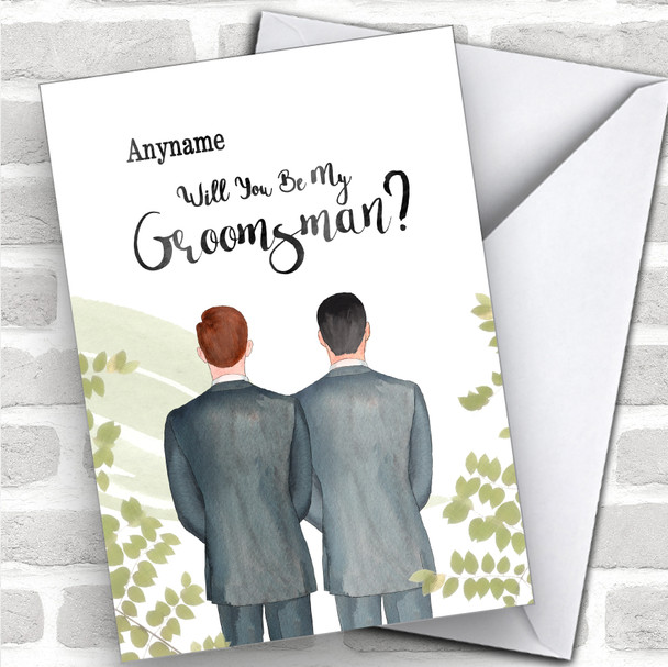 Ginger Hair Black Hair Will You Be My Groomsman Personalized Wedding Greetings Card