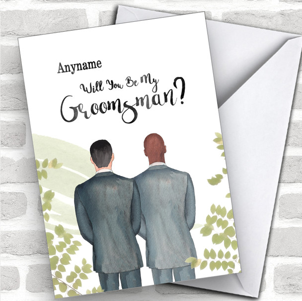 Black Hair Bald Black Will You Be My Groomsman Personalized Wedding Greetings Card