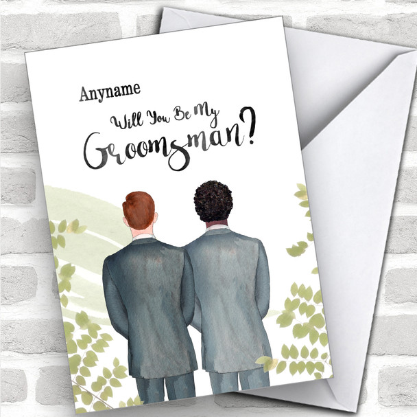 Ginger Hair Grey Hair Will You Be My Groomsman Personalized Wedding Greetings Card