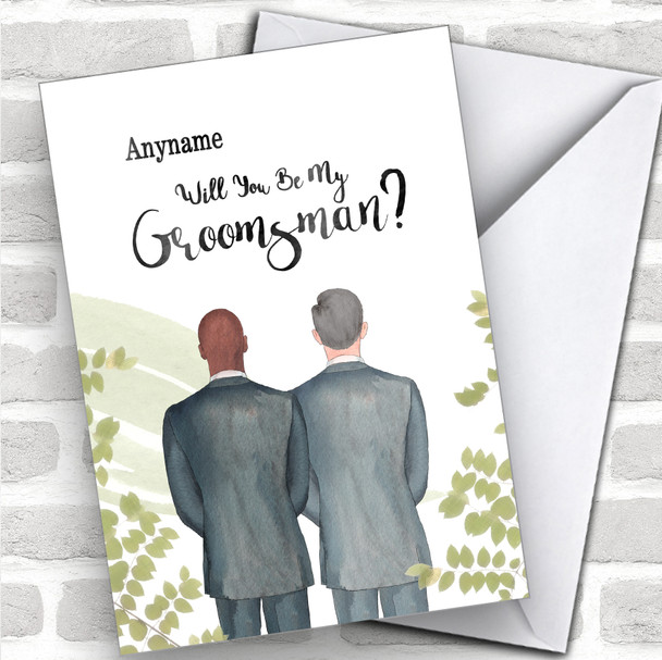 Bald Black Grey Hair Will You Be My Groomsman Personalized Wedding Greetings Card