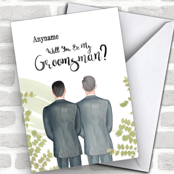 Black Hair Grey Hair Will You Be My Groomsman Personalized Wedding Greetings Card