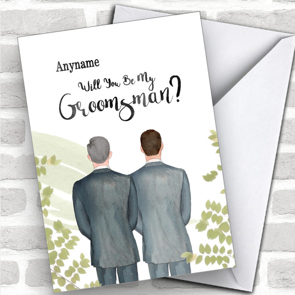 Grey Hair Brown Hair Will You Be My Groomsman Personalized Wedding Greetings Card