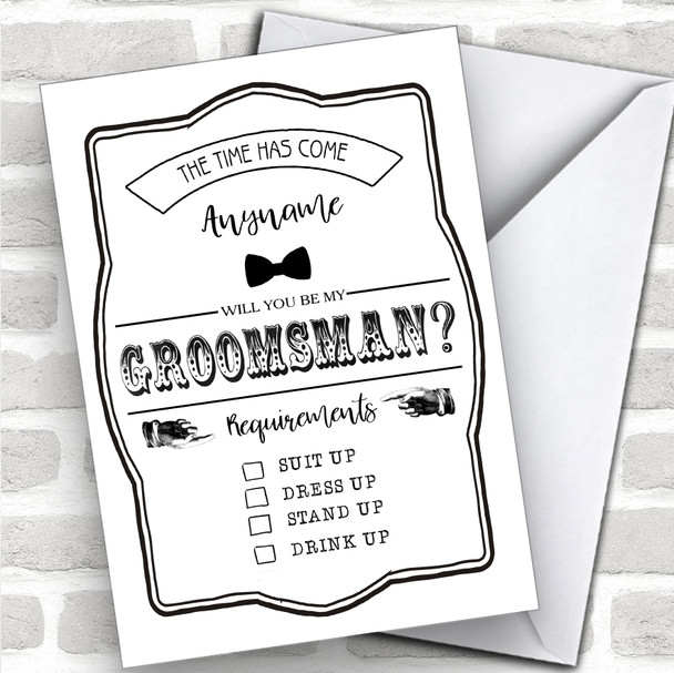 Type Black & White Will You Be My Groomsman Personalized Wedding Greetings Card