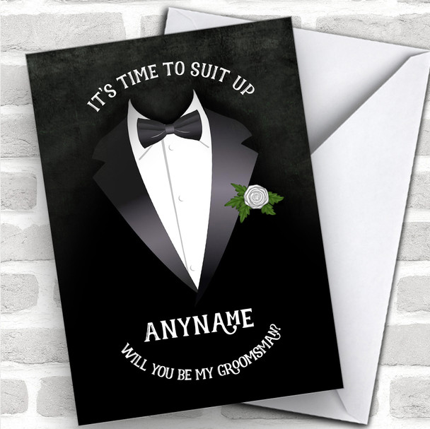 Tuxedo Will You Be My Groomsman Personalized Wedding Greetings Card