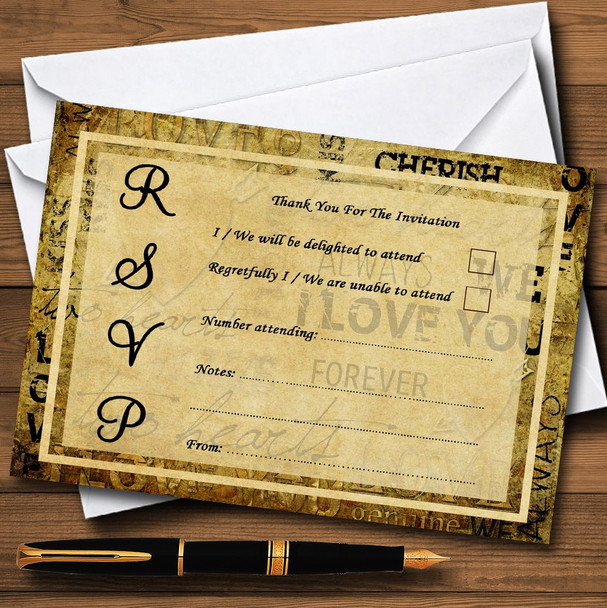 Vintage I Love You Postcard Style Personalized RSVP Cards