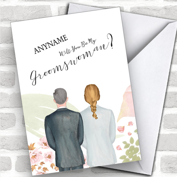 Grey Hair Blond Plaited Hair Will You Be My Groomswoman Personalized Wedding Greetings Card