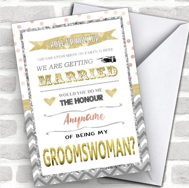 Circus Carnival Will You Be My Groomswoman Personalized Wedding Greetings Card