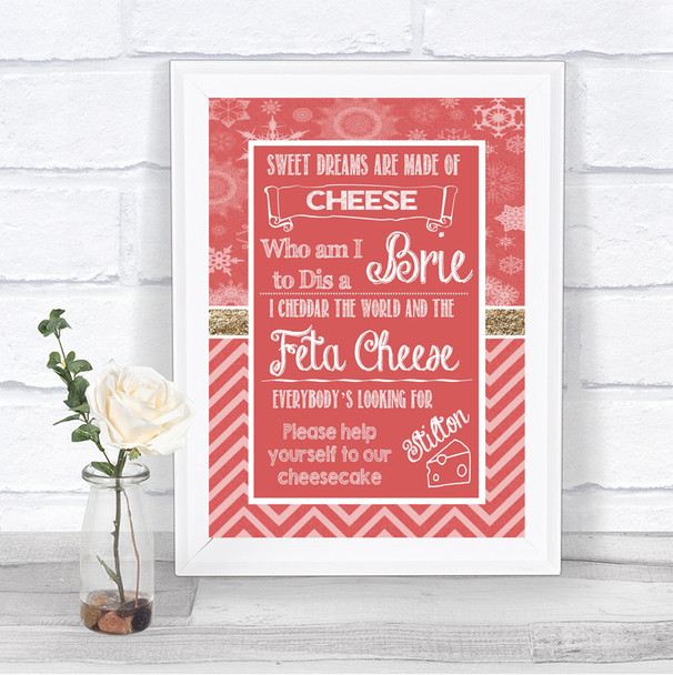 Red Winter Cheesecake Cheese Song Personalized Wedding Sign
