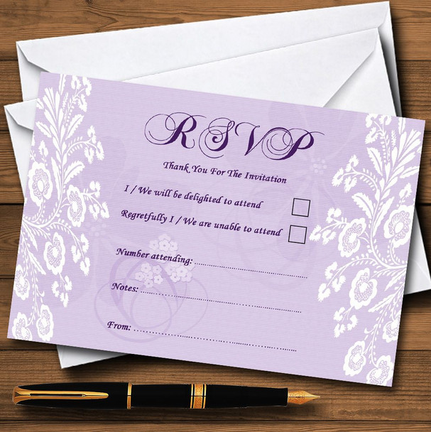 Vintage Lace Lilac Chic Personalized RSVP Cards