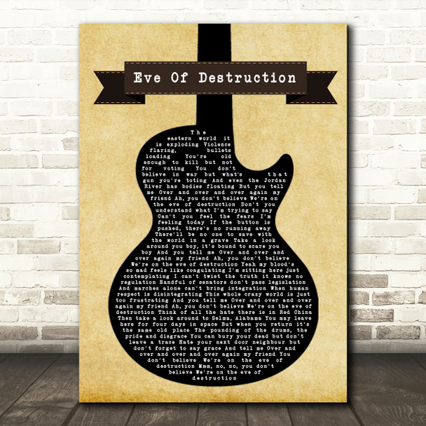 Barry McGuire Eve Of Destruction Black Guitar Song Lyric Music Print