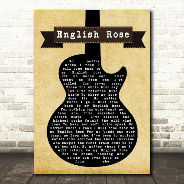Paul Weller English Rose Black Guitar Song Lyric Music Print