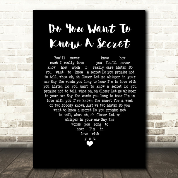 The Beatles Do You Want To Know A Secret Black Heart Song Lyric Music Print