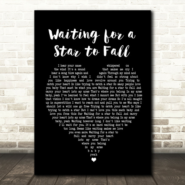Boy Meets Girl Waiting for a Star to Fall Black Heart Song Lyric Music Print