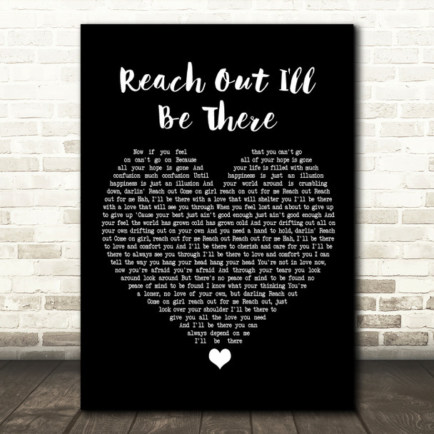 Four Tops Reach Out I'll Be There Black Heart Song Lyric Music Print