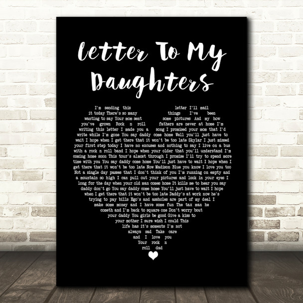 Uncle Kracker Letter To My Daughters Black Heart Song Lyric Music Print