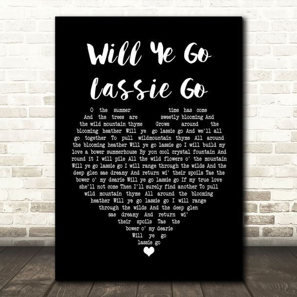 The Corries Will Ye Go Lassie Go Black Heart Song Lyric Music Print