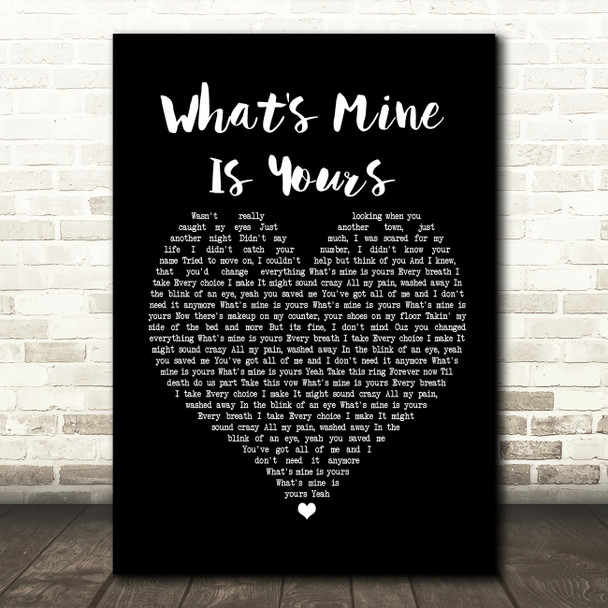 Kane Brown What's Mine Is Yours Black Heart Song Lyric Music Print