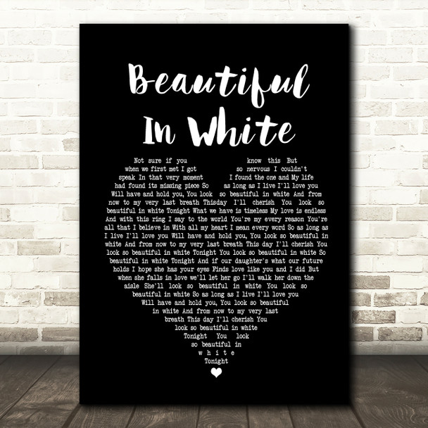Westlife Beautiful In White Black Heart Song Lyric Music Print