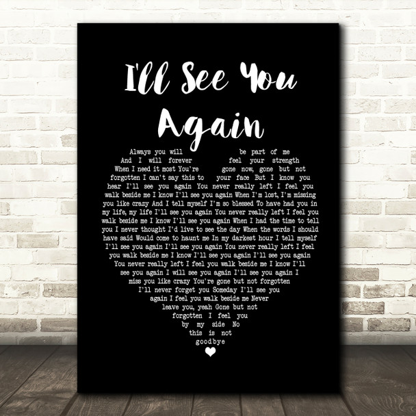 Westlife I'll See You Again Black Heart Song Lyric Music Print