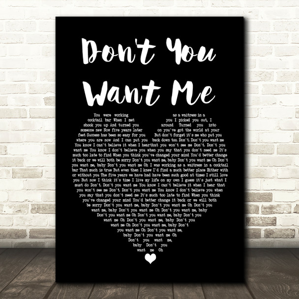The Human League Don't You Want Me Black Heart Song Lyric Music Print