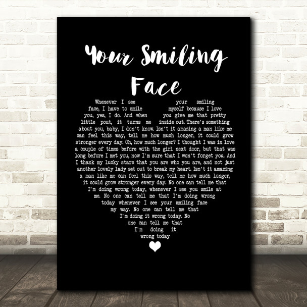 James Taylor Your Smiling Face Black Heart Song Lyric Music Print