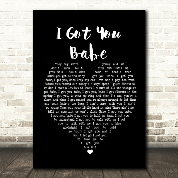UB40 I Got You Babe Black Heart Song Lyric Music Print