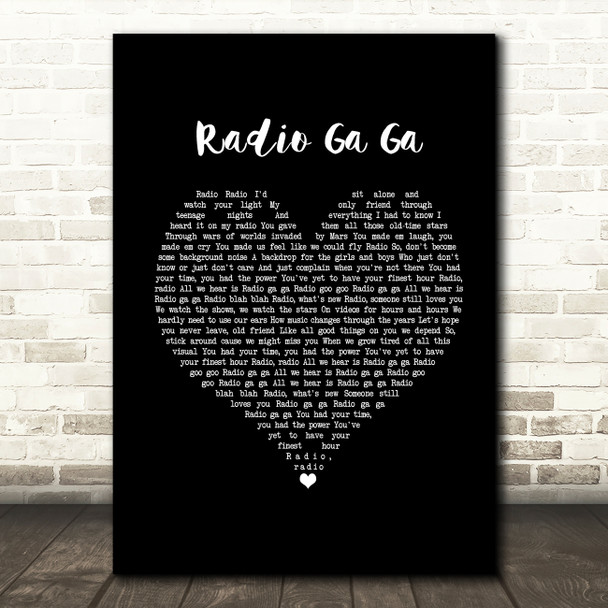 Queen Radio Ga Ga Black Heart Song Lyric Music Print