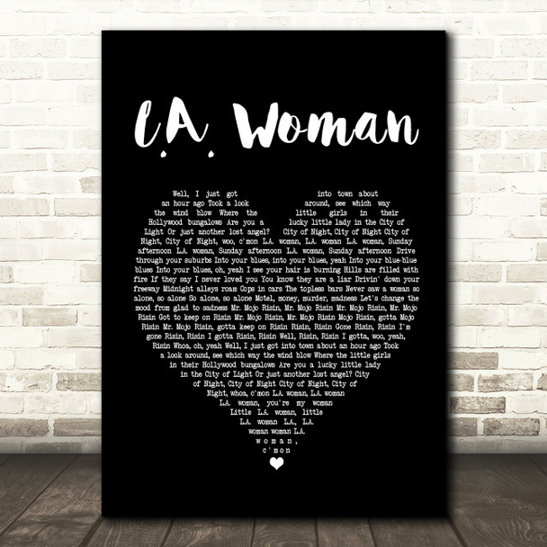 The Doors L.A. Woman Black Heart Song Lyric Music Print