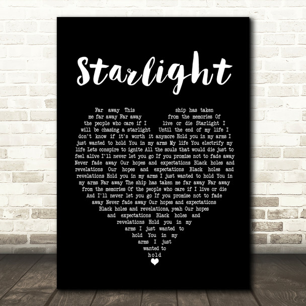 Muse Starlight Black Heart Song Lyric Music Print