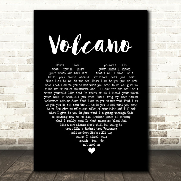 Damien Rice Volcano Black Heart Song Lyric Music Print