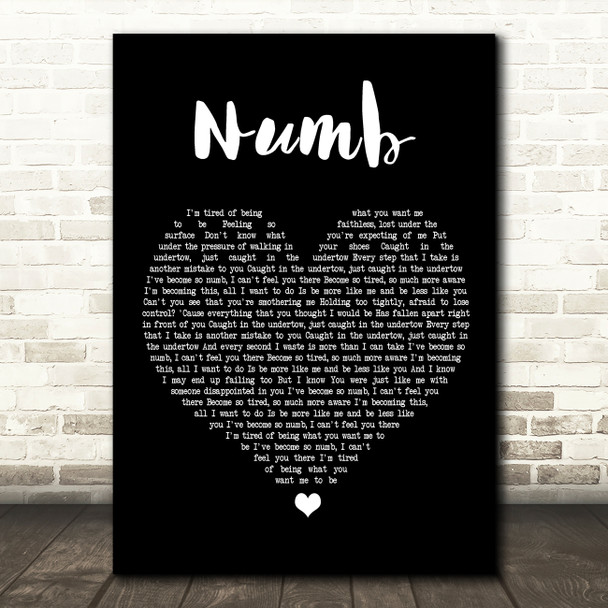 Linkin Park Numb Black Heart Song Lyric Music Print