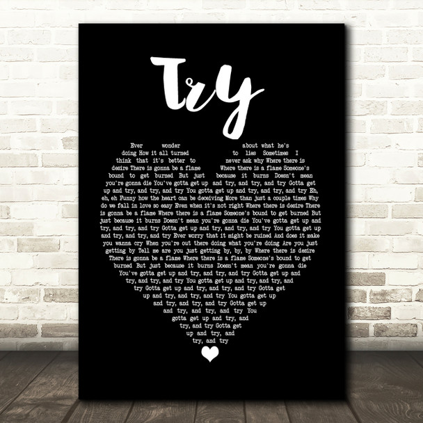 Pink Try Black Heart Song Lyric Music Print