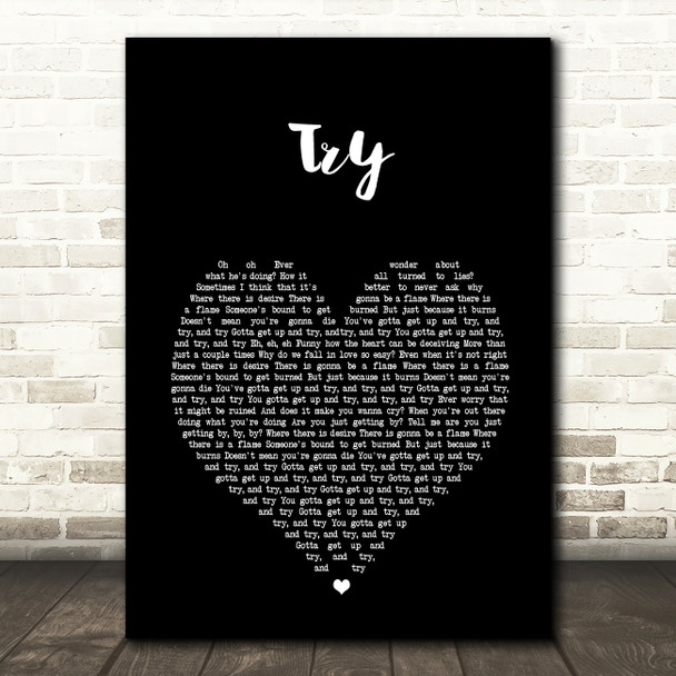 Pink Try Black Heart Song Lyric Music Print