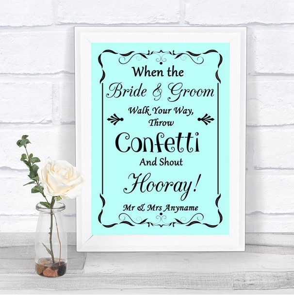 Aqua Confetti Personalized Wedding Sign