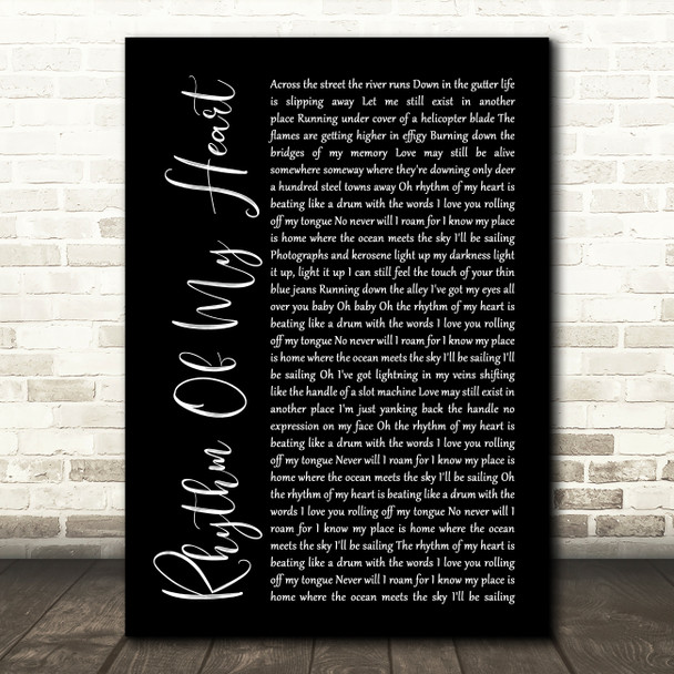 Rod Stewart Rhythm Of My Heart Black Script Song Lyric Music Print