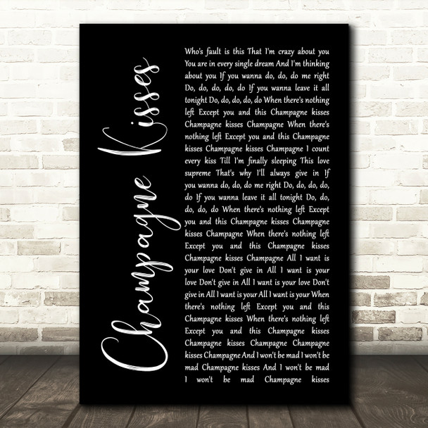 Jessie Ware Champagne Kisses Black Script Song Lyric Music Print